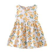 Toddler Girl dresses Summer Floral Printing Princess Dress Beach Dress Flower Girl Dress,Size 12 Months-18 Months